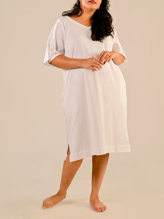 Work From Home Nightshirt Dress - Bright White Windie