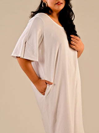 Work From Home Nightshirt Dress - Bright White Windie