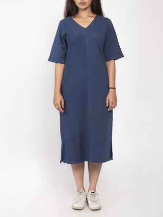 MALAI Relaxed Fit Slit Sleeves Dress Blue Windie