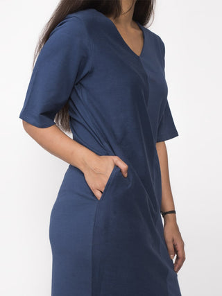 MALAI Relaxed Fit Slit Sleeves Dress Blue Windie