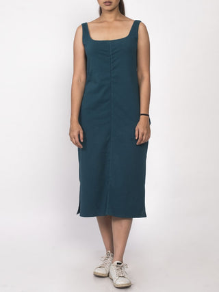 MANAL Relaxed Fit Sleeveless Midi Dress Teal Windie