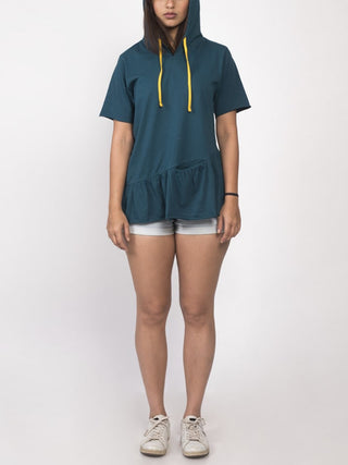 Amanakku Relaxed Fit Hoodie Tunic With PocketTeal Windie