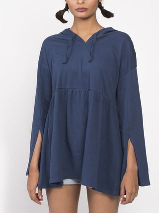 Malai Bell Sleeves Hoodie Tunic Navy Blue Windie