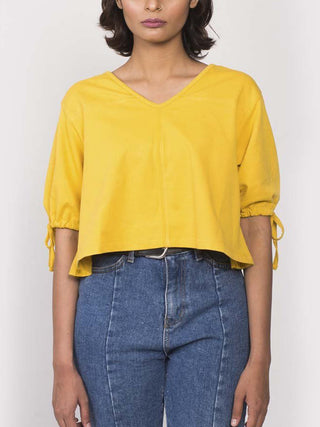 Katir Bell Sleeves Crop Top Mustard Windie