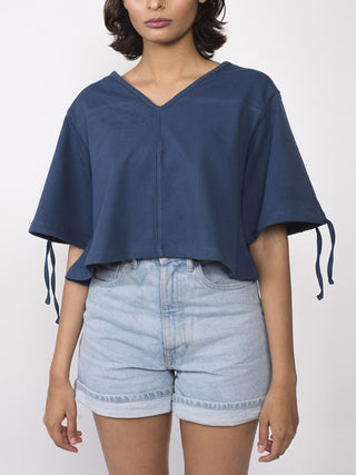 Malai Bell Sleeves Crop Top Navy Blue Windie