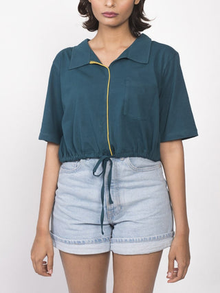 Amanakku Loose Fit Crop Top Teal Windie