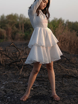 Ballerina Dress - Cotton Women Cotton Dress in White color