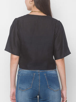 BRASSICA Linen Blouse Black Dhaaga