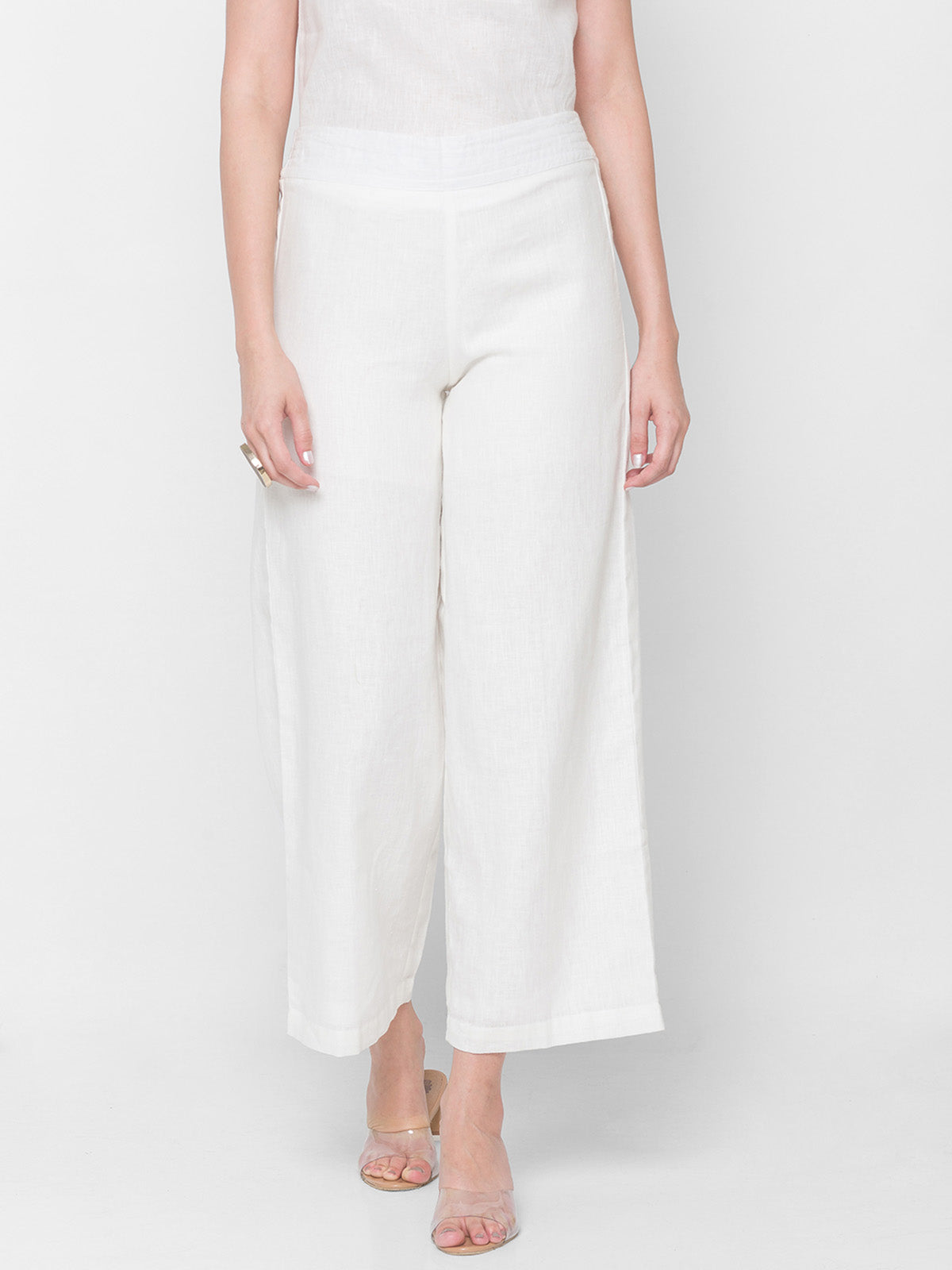 Buy White Embroidered Cotton Linen Pants  DHK208PDHR13JUN  The loom
