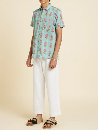 Lotus Printed Shirt Santorini Pink Patrah