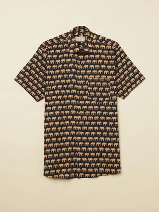 Elephant Printed Shirt Black Patrah