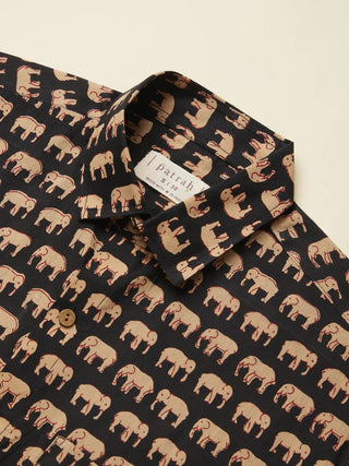 Elephant Printed Shirt Black Patrah