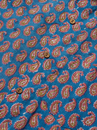 Handblock Printed Shirt Blue Paisley Patrah