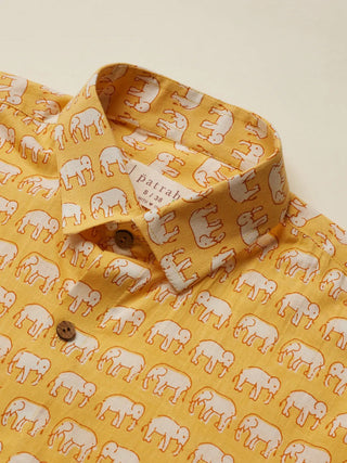 Elephant Printed Shirt Yellow Patrah