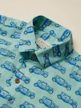 Vinatge Car Handblock Printed Shirt Patrah