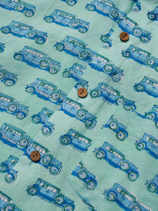 Vinatge Car Handblock Printed Shirt Patrah