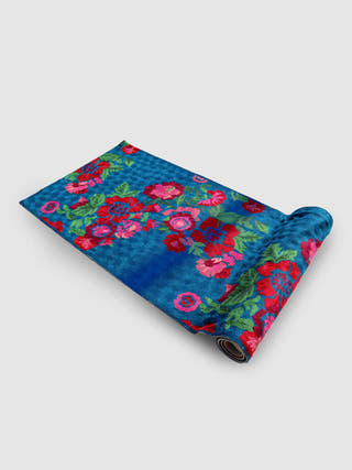 Hand Embroidered Chainstitch Runner Rug Lush Blue Green Zaina