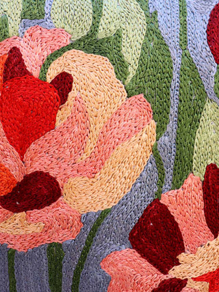 Iris Chainstitch Embroidered Cushion Cover Vivid Grey Zaina