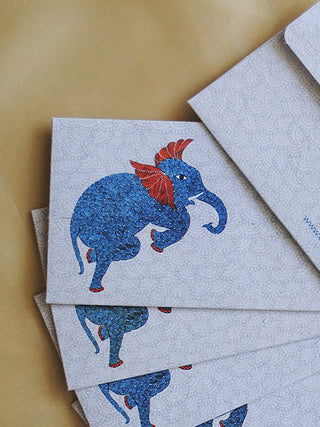 Gond Envelope Elephant - Set Of 6 Ekibeki