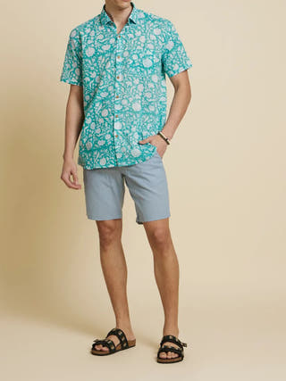 Botanical Floral Handblock Printed Shirt Patrah