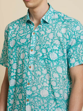 Botanical Floral Handblock Printed Shirt Patrah