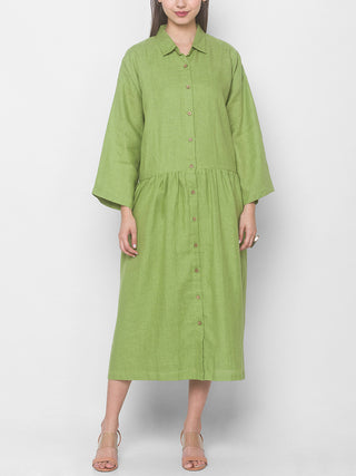 PEONY Linen Dress Lime Green Dhaaga