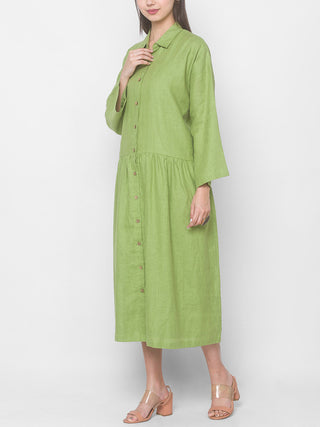 PEONY Linen Dress Lime Green Dhaaga