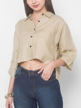 ZINNIA Zero waste Linen Shirt Beige Dhaaga