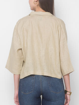 ZINNIA Zero waste Linen Shirt Beige Dhaaga