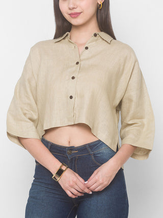 ZINNIA Zero waste Linen Shirt Beige Dhaaga